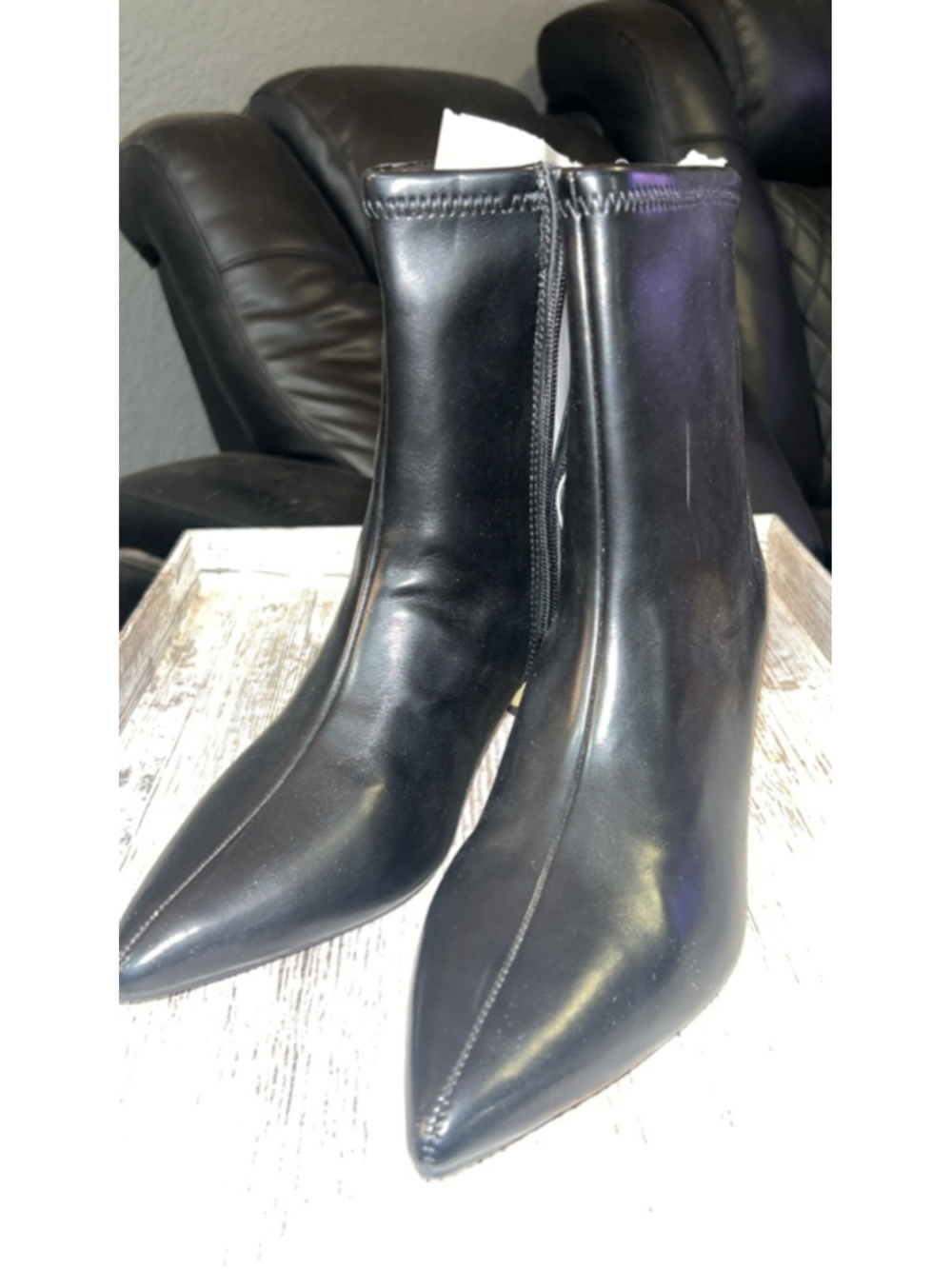 Women's A New Day Black Heeled Boots with Gold Heels Size 9